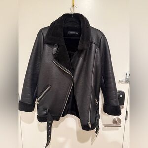 Zara Black Moto Jacket Size Small